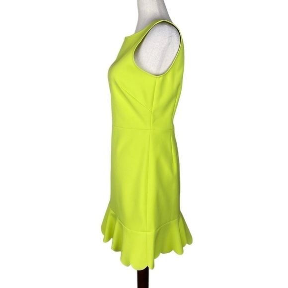 J Crew Chartreuse Green Scalloped Hem Dress - Picture 2 of 11